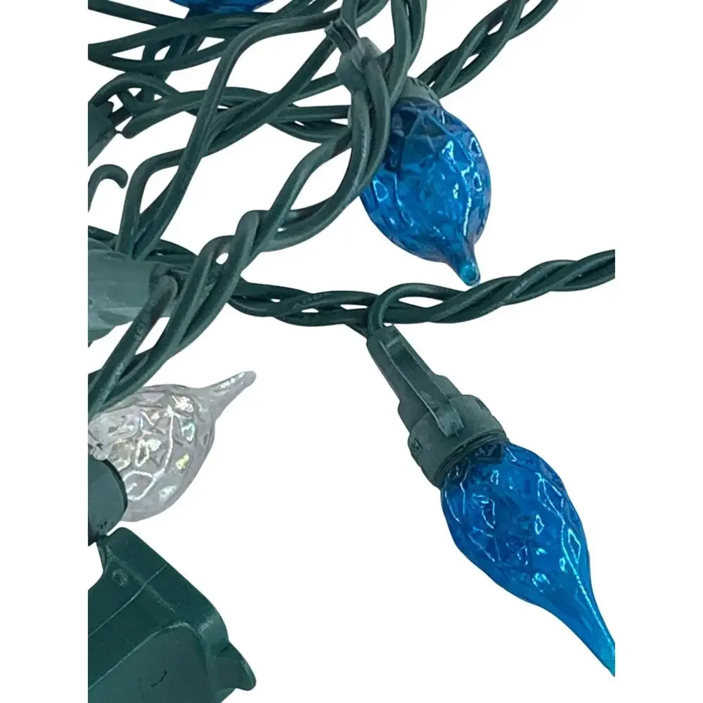 Christmas Lights LED Diamond Cut 1 String Strawberry Blue & White Imperfect
